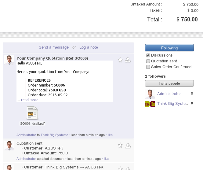 Odoo image and text block