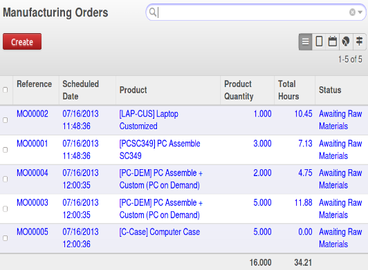 Odoo - Sample 1 for three columns