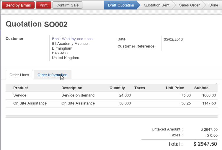 Odoo image and text block