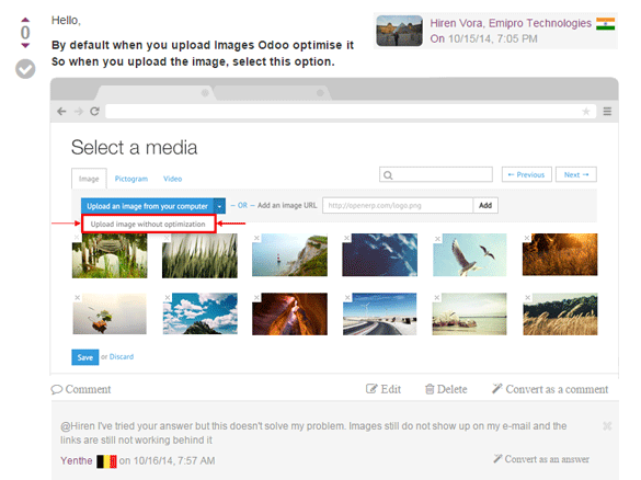 Odoo image and text block