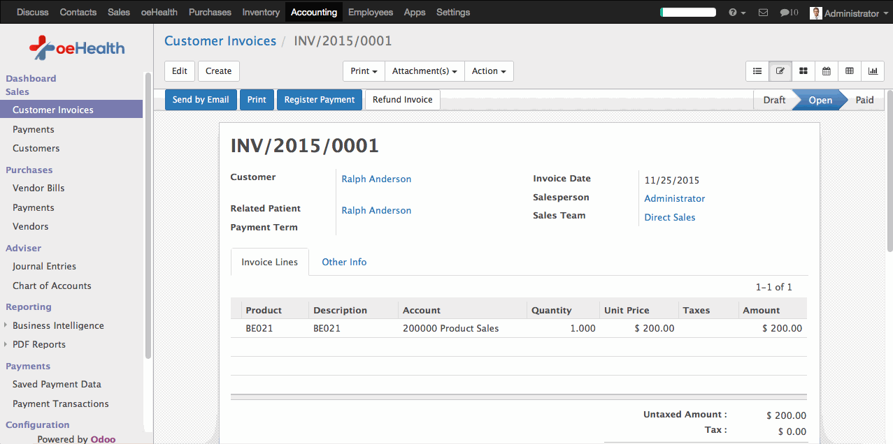 Odoo image and text block