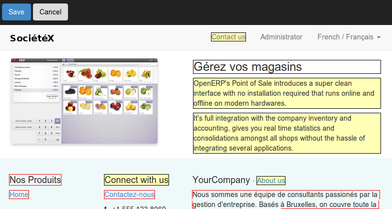 Odoo image and text block